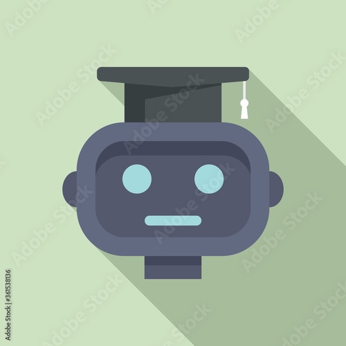 Graduated ai robot icon. Flat illustration of graduated ai robot vector icon for web design