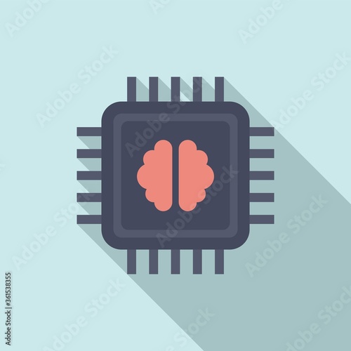Brain ai processor icon. Flat illustration of brain ai processor vector icon for web design