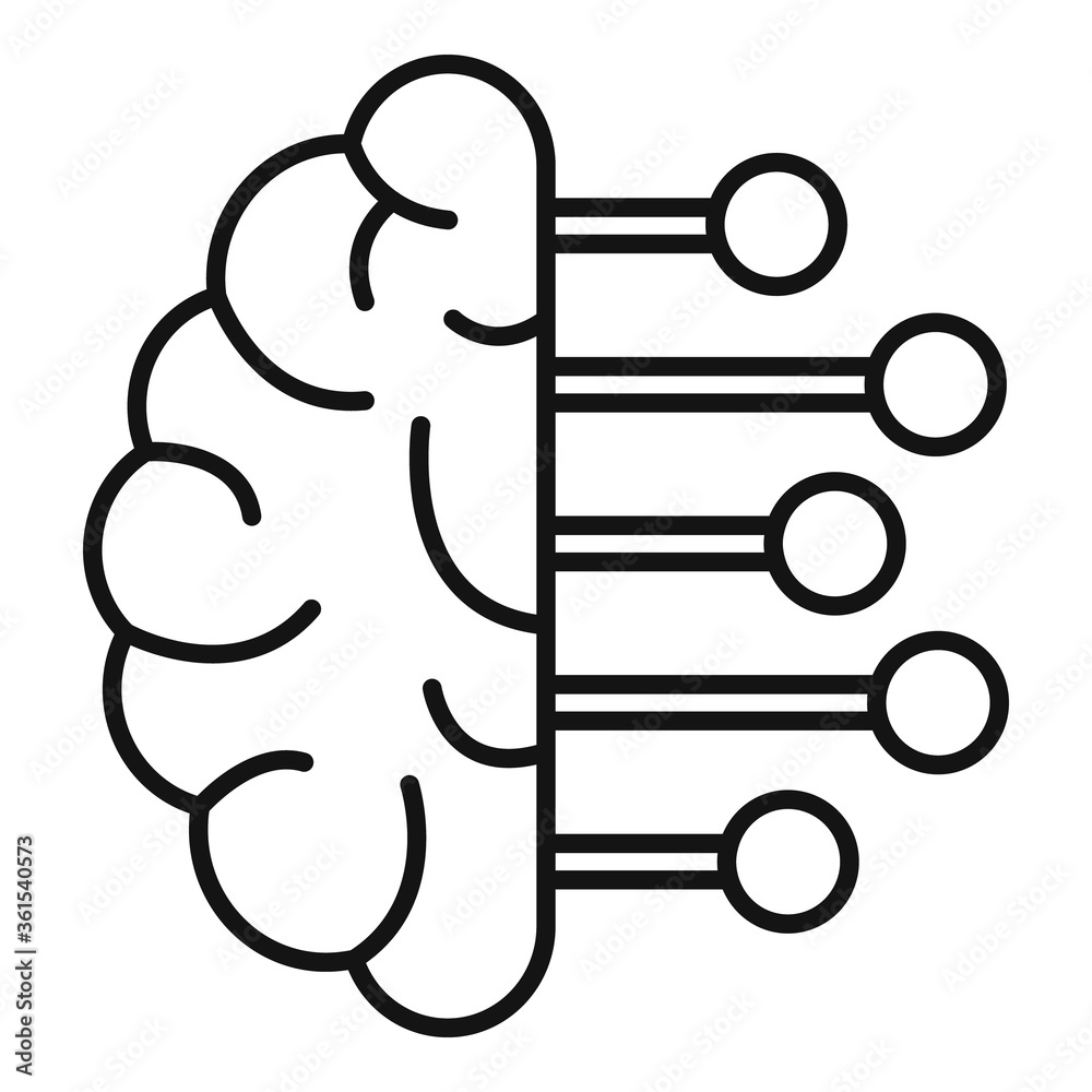 Smart brain analysis icon. Outline smart brain analysis vector icon for web design isolated on white background Smart brain analysis icon. Outline smart brain analysis vector icon for web design isolated on white background