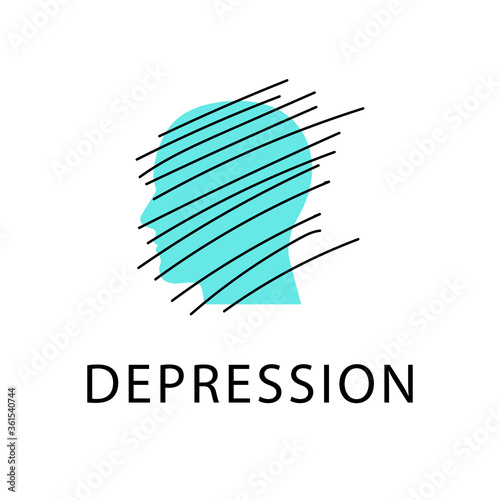 Psychotherapy, stress, depression abstract logo, concept icon. Glitch. Tangled and tangled tangle. Freehand doodles circles. Problem solving metaphor, difficult situation, chaos and disorder. Vector.