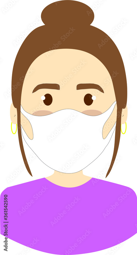 woman wearing disposable medical surgical face mask to protect against high air toxic pollution city. stop the spread of viruses, help prevent hand-to-mouth transmissions. Vector illustration woman wearing disposable medical surgical face mask to protect against high air toxic pollution city. stop the spread of viruses, help prevent hand-to-mouth transmissions. Vector illustration