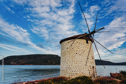 Old windmill at Perama, Lesbos, Greece.