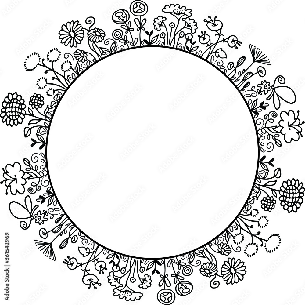 vector drawing flowers border frame design vector drawing flowers border frame design