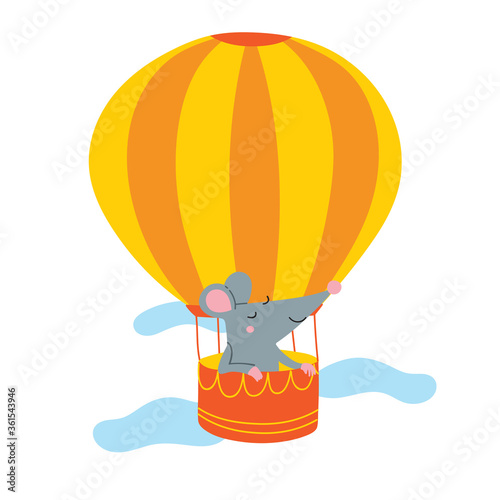 illustration of rat in air balloon