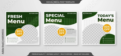 social media ads template with minimalist and simple style use for food court and restaurant promotion ads 