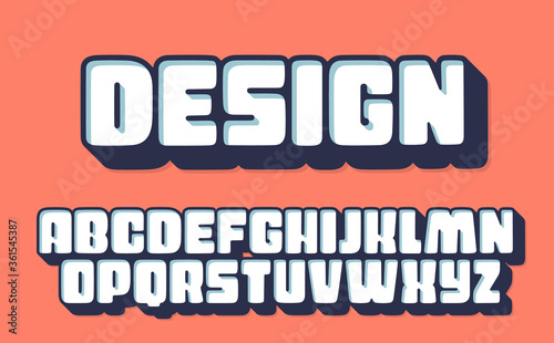 3d bold typography design. Vector alphabet.
