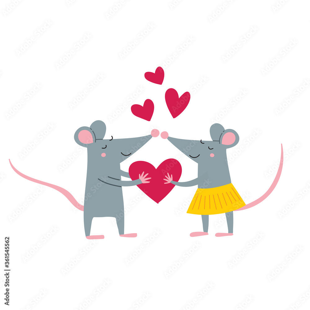 illustration of rat couple in love illustration of rat couple in love