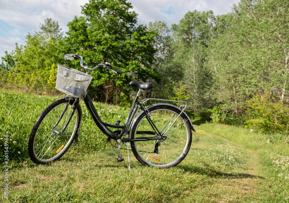 Fototapeta premium Bicycle on a field road on a clear day