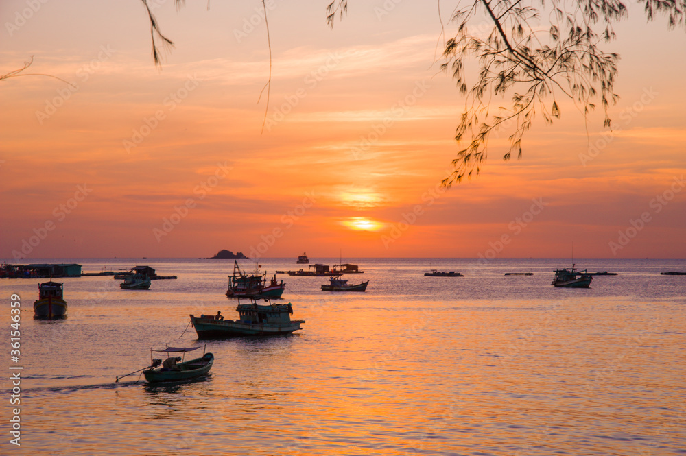 A beautiful sunset on the beach in Phu Quoc Island, VietNam.
