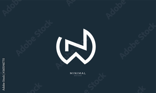 Alphabet letter icon logo WN or NW