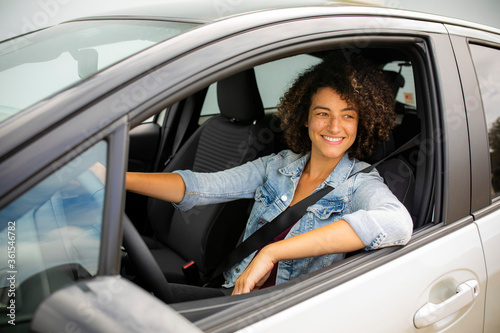 woman in car