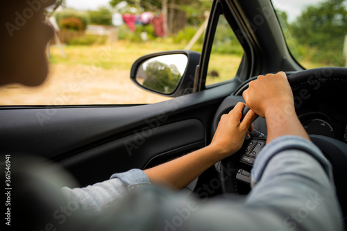 woman in car