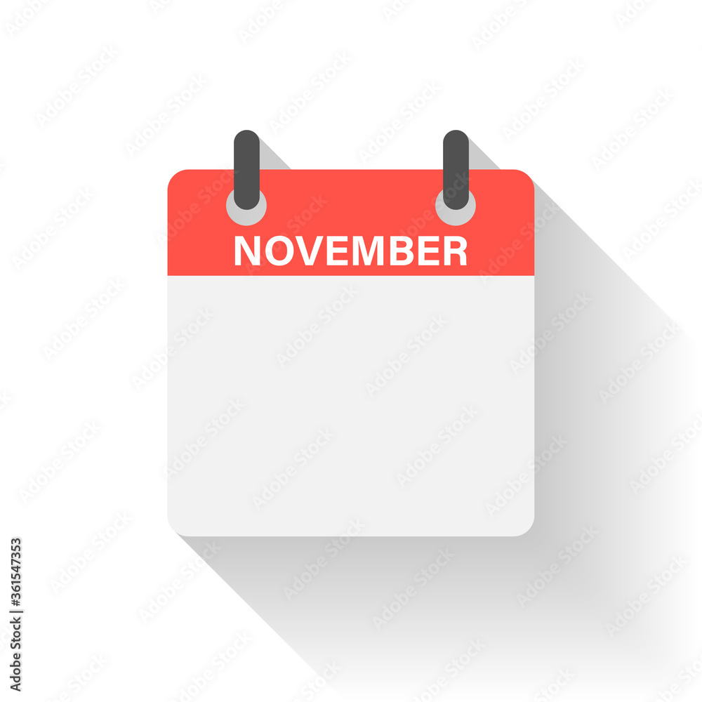 Calendar daily flat November month. Vector isolated illustration.Calendar personal organizer mockup in flat design. Stock vector. Calendar daily flat November month. Vector isolated illustration.Calendar personal organizer mockup in flat design. Stock vector.