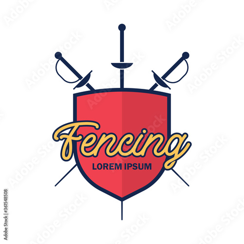 fencing logo with text space for your slogan tag line, vector illustration