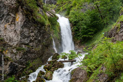 waterfall at palfauer wasserlochklamm in the austrian alps