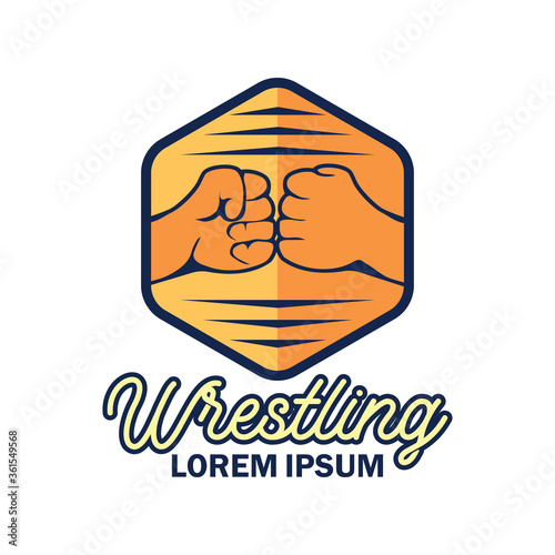 wrestling logo with text space for your slogan tag line, vector illustration