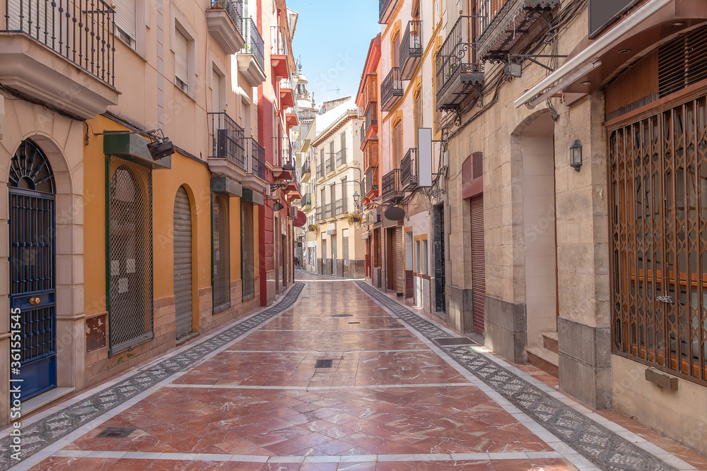 pedestrian street in old town of Jaen, Spain