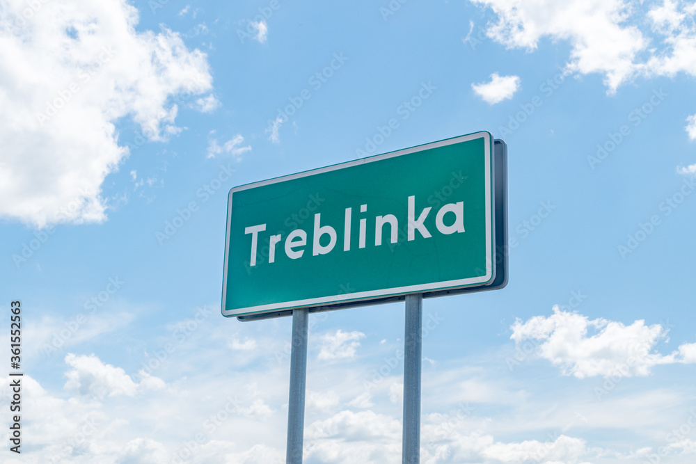 Sign of Treblinka at entrance to village located in eastern Poland. Sign of Treblinka at entrance to village located in eastern Poland.