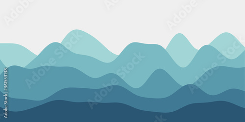 Abstract teal hills background. Colorful waves awesome vector illustration.