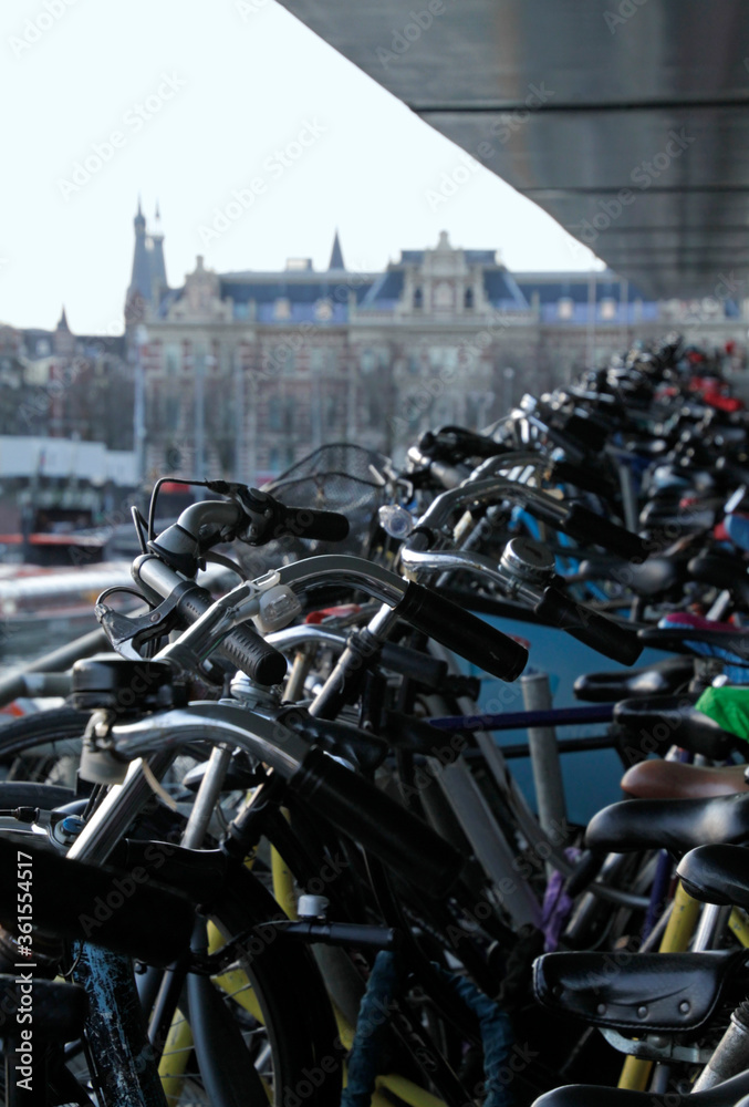 Bicycle parking lot in Amsterdam, Netherlands