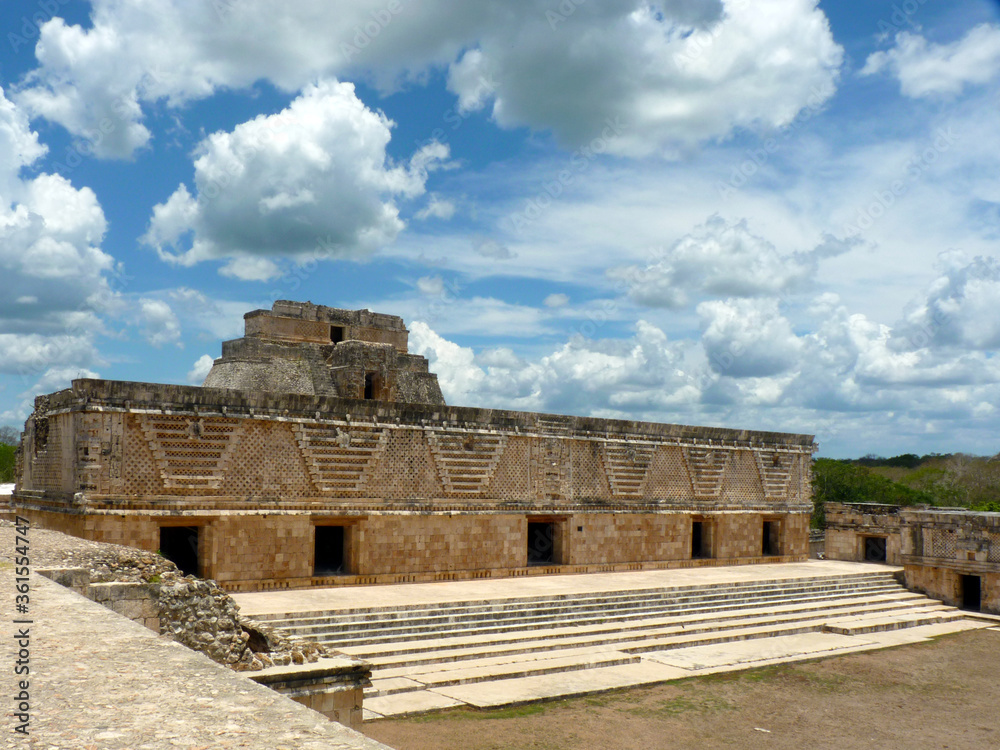 Fototapeta premium Mexico, Yucatan, Uxmal, May, 25 2013, visit the Ruins of the Nunnery Quadrangle