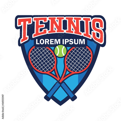 tennis court logo with text space for your slogan tag line, vector illustration