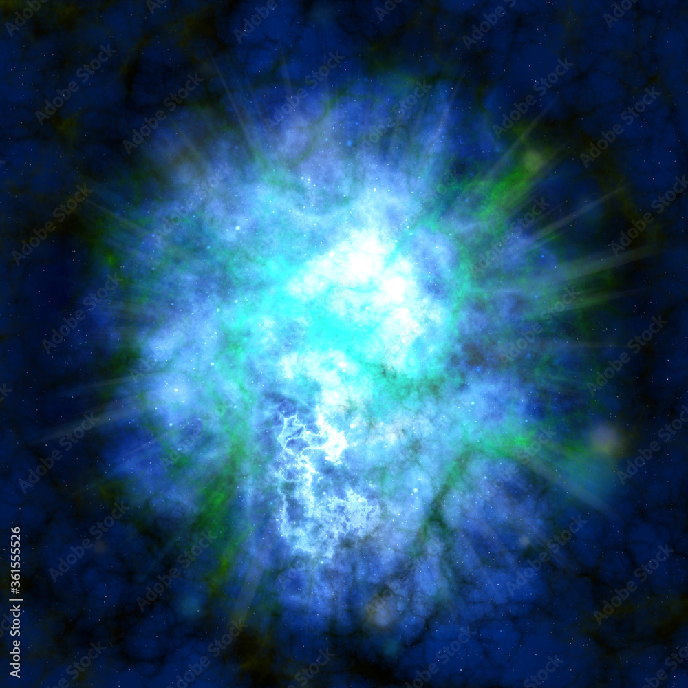 Supernova explosion. Gas nebula in deep space.