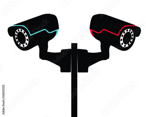 cctv black for isolated icons on white cctv in digital technology for safety Vector technology app symbol CCTV Black Security Surveillance CCTV Camera Watch Illustration Logo Silhouette - Vector