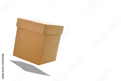Brown vintage box on white background, holiday and event concept. Copy space for text