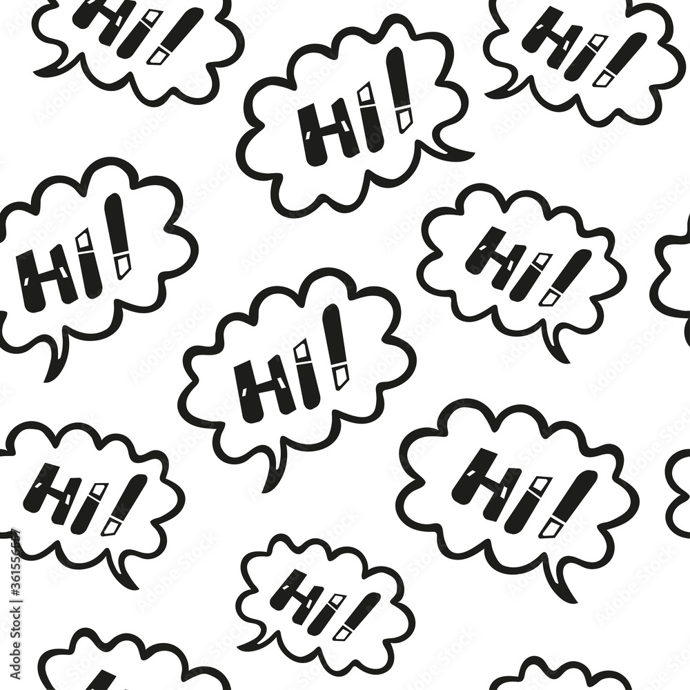 Vector lettering greeting seamless pattern. Hi, hello black and white pattern for printing on textiles, packaging, wallpaper, paper. Vector lettering greeting seamless pattern. Hi, hello black and white pattern for printing on textiles, packaging, wallpaper, paper.
