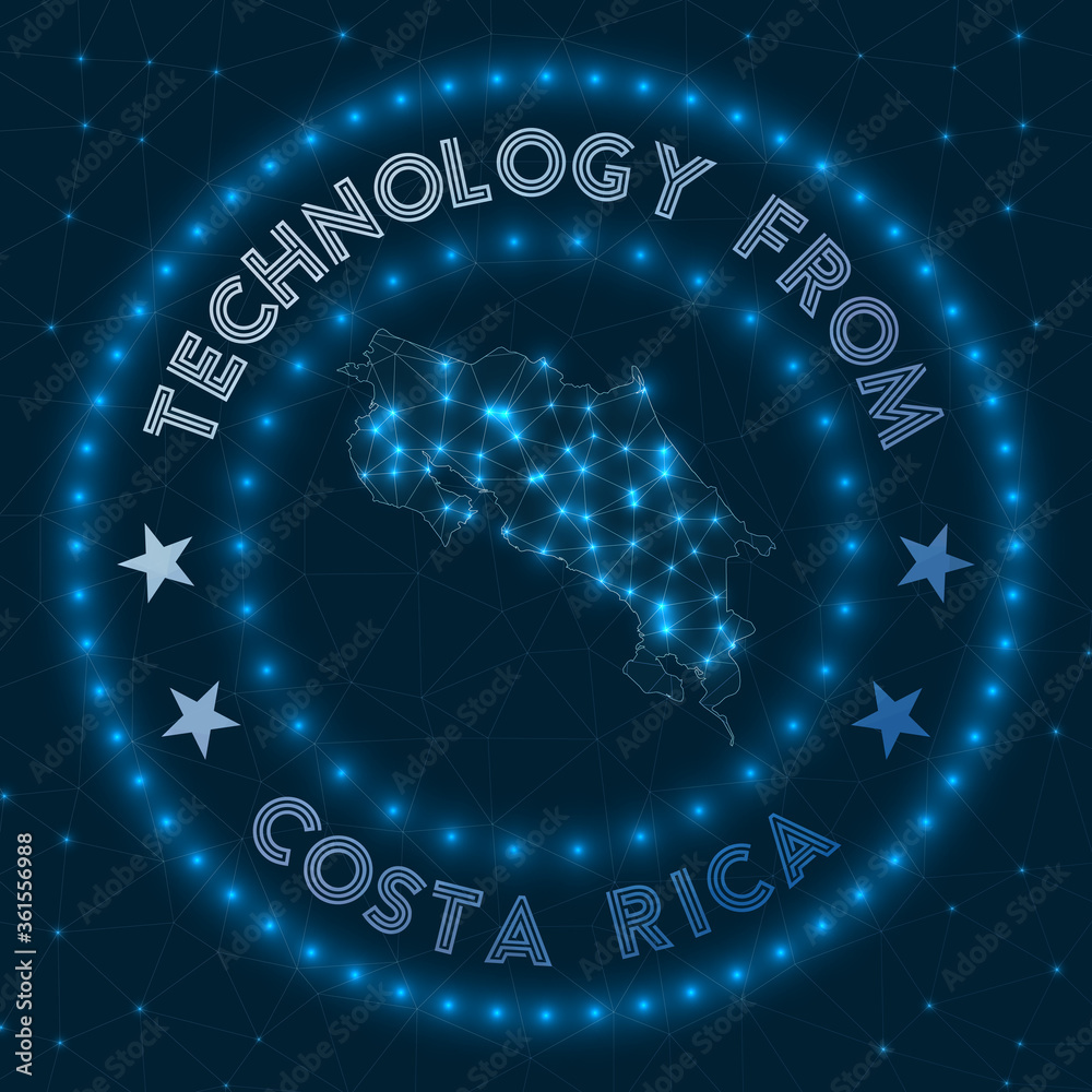 Technology From Costa Rica. Futuristic geometric badge of the country