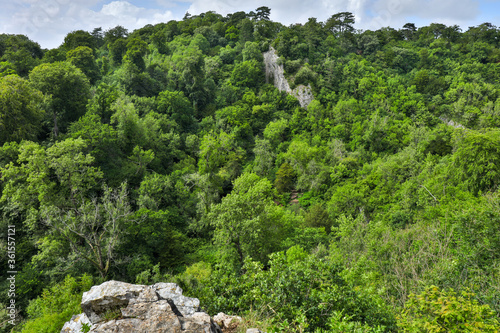 Scenic view from the Goram's Chair to the Goram valley on the King Weston Hill in the Blaise Castle Estate. Bristol, UK