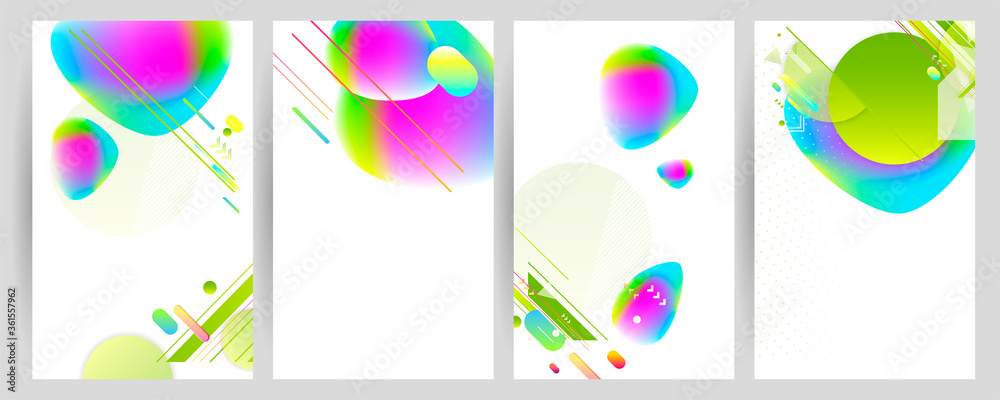 Set of abstract modern graphic elements background. Dynamical abstract banners with flowing liquid shapes. Template for the design flyer or presentation. Stock Vector