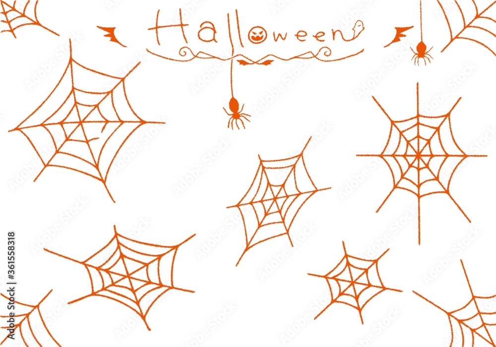 ハロウィン 蜘蛛の巣 手描き ハロウィン 蜘蛛の巣 手描き
