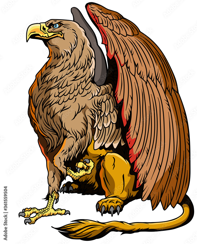 Griffin, griffon, or gryphon. A mythical beast having the body of a ...