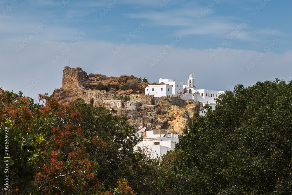 View of Mandraki town on island Nissyros, Greece