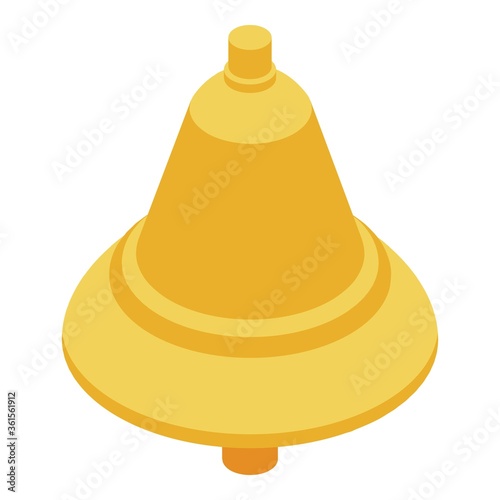Deadline gold bell icon. Isometric of deadline gold bell vector icon for web design isolated on white background