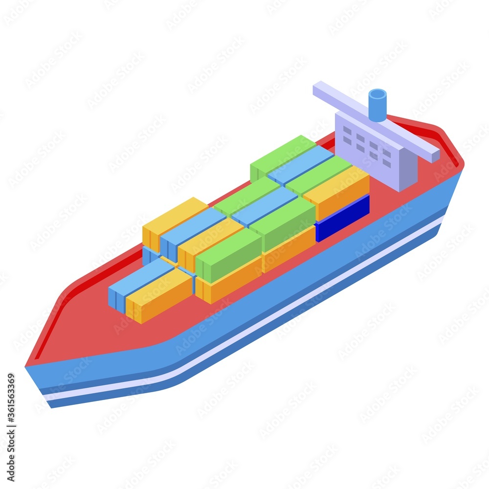 Trade war cargo ship icon. Isometric of trade war cargo ship vector icon for web design isolated on white background