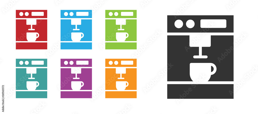Black Coffee machine icon isolated on white background. Set icons colorful. Vector Illustration. Black Coffee machine icon isolated on white background. Set icons colorful. Vector Illustration.