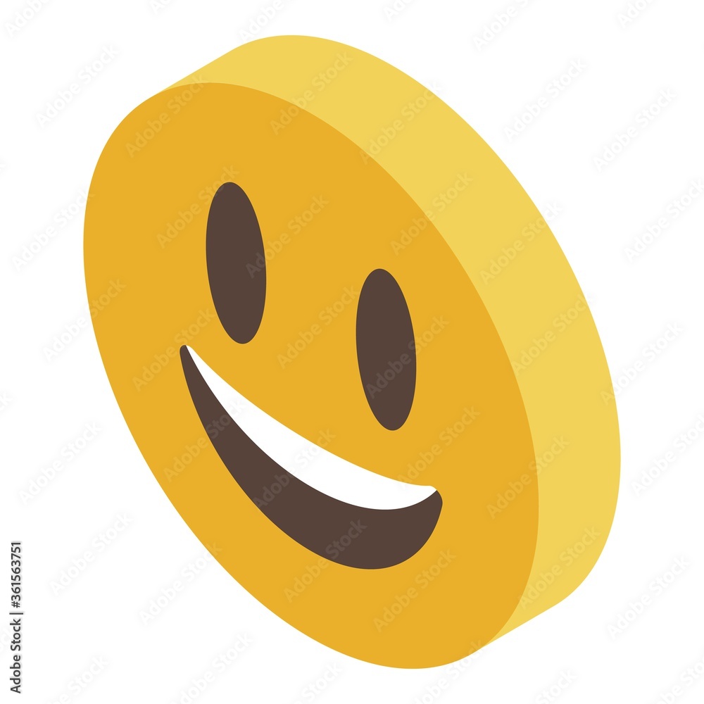 Smiling emoji reputation icon. Isometric of smiling emoji reputation vector icon for web design isolated on white background Smiling emoji reputation icon. Isometric of smiling emoji reputation vector icon for web design isolated on white background