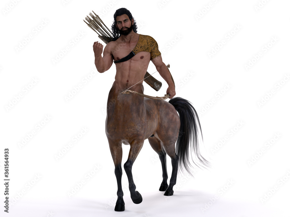 3D Rendering : A portrait of the male centaur, a pinup centaur posing ...