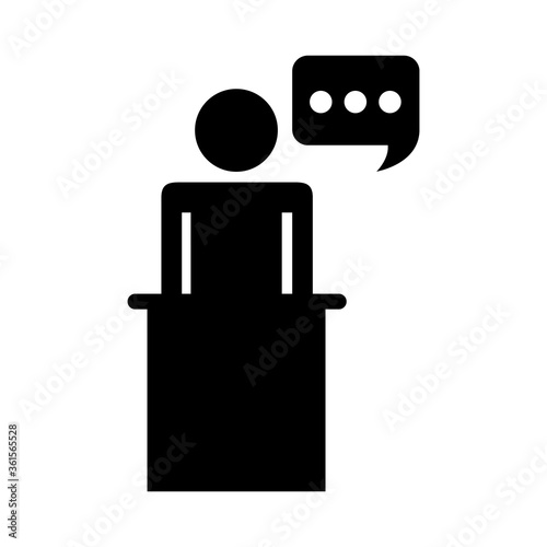 businessman figure with speech bubble in stage silhouette style icon