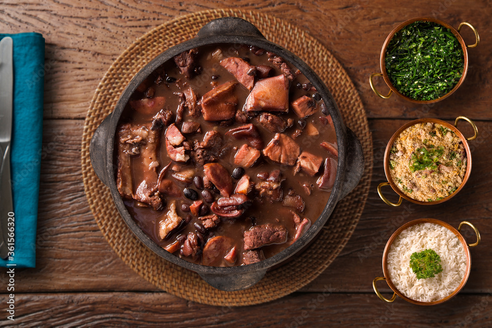 Brazilian Feijoada Food. Top view.