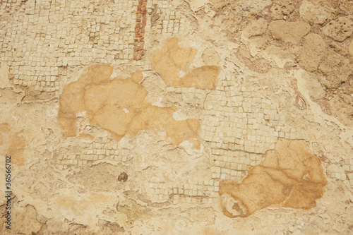Detail of ancient mosaic in Caesarea. Israel. National park.