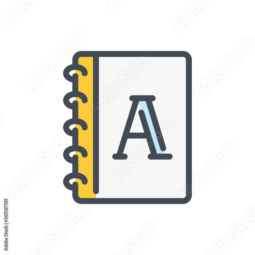 Workbook color line icon. Textbook vector outline colorful sign.
