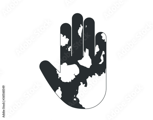 Vitiligo icon. vitiligo hand icon.  Hand irritation vector illustration. 