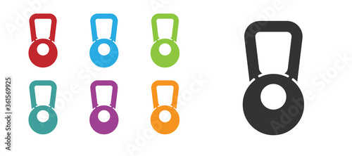 Black Kettlebell icon isolated on white background. Sport equipment. Set icons colorful. Vector Illustration.