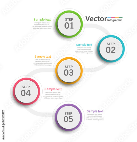 Abstract infographics number options template with 5 steps . Can be used for workflow layout, diagram, business options, banner, web design. Vector Eps 10