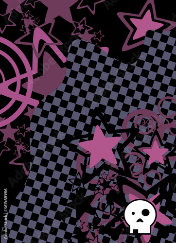 cartoon skull and stars cel phone wallpaper background emo style in vector format