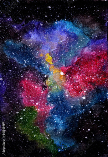 watercolor space star nebula faraway space hand-painted paints beautiful shades